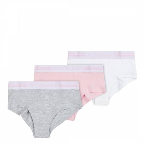 Teen Girl's Grey//White 3 Pack Cotton Briefs - U.S. Polo Assn. - Modalova