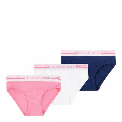 Teen Girl's Navy/Pink/White 3 Pack Cotton Briefs - U.S. Polo Assn. - Modalova