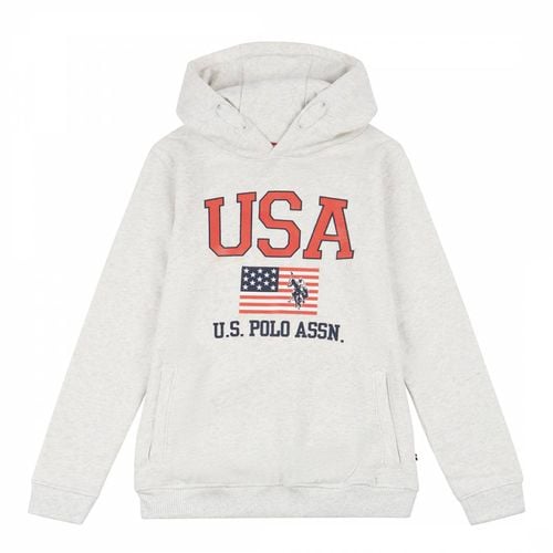 Younger Boy's White Logo Cotton Hoodie - U.S. Polo Assn. - Modalova