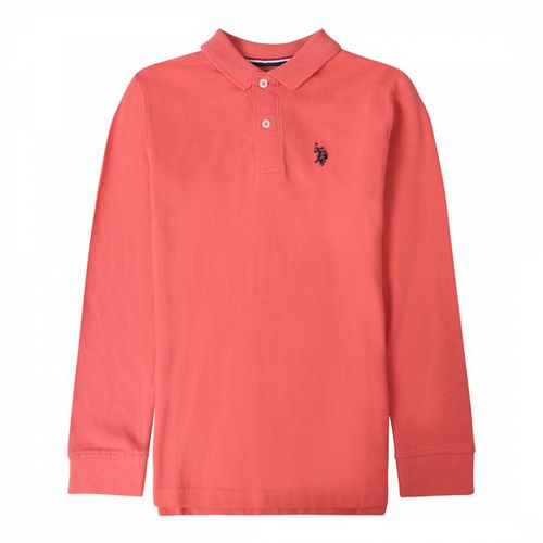 Boy's Coral Long Sleeve Core Pique Cotton Polo Shirt - U.S. Polo Assn. - Modalova