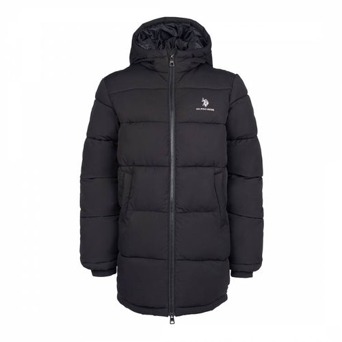 Boy's Black Longline Puffer Coat - U.S. Polo Assn. - Modalova