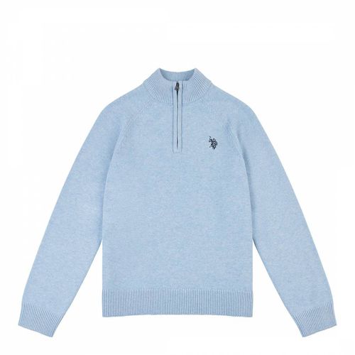 Boy's Blue Half Zip Cotton Jumper - U.S. Polo Assn. - Modalova