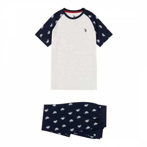 Teen Boy's /White Printed T-Shirt and Trousers Set - U.S. Polo Assn. - Modalova
