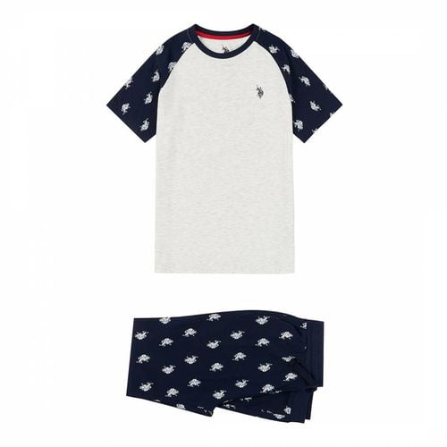 Teen Boy's /White Printed T-Shirt and Trousers Set - U.S. Polo Assn. - Modalova