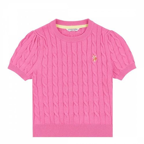 Teen Girl's Cable Knit Cotton Jumper - U.S. Polo Assn. - Modalova