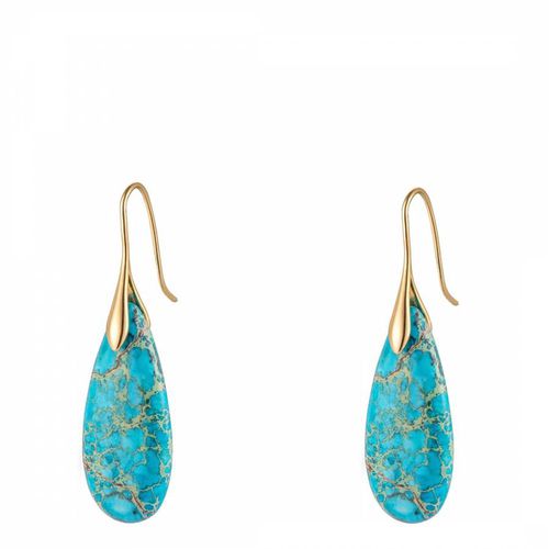 K Gold Turquoise Tear Drop Earrings - Liv Oliver - Modalova