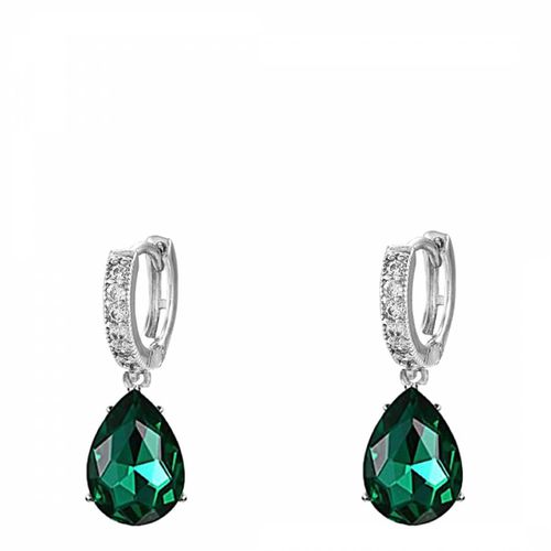 Silver Green Pear Drop Earrings - Liv Oliver - Modalova