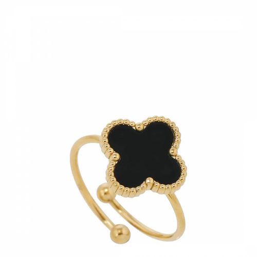 K Gold Black Clover Adjustable Ring - Chloe Collection by Liv Oliver - Modalova