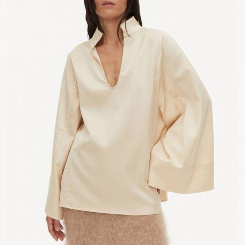 Cream Lomaria Wool Blend Blouse - By Malene Birger - Modalova