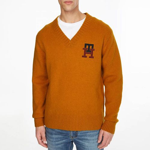 Burnt Orange Brushed Wool Jumper - Tommy Hilfiger - Modalova