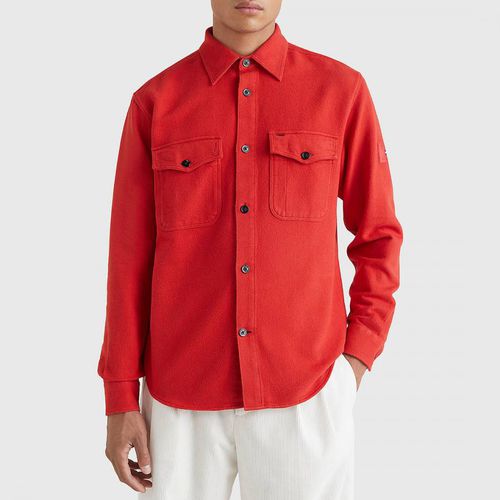 Deep Red Brushed Cotton Overshirt - Tommy Hilfiger - Modalova