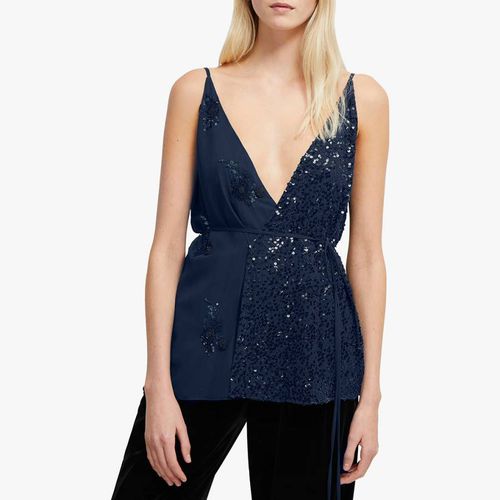 Navy Aurora Wrap Embellished Top - French Connection - Modalova