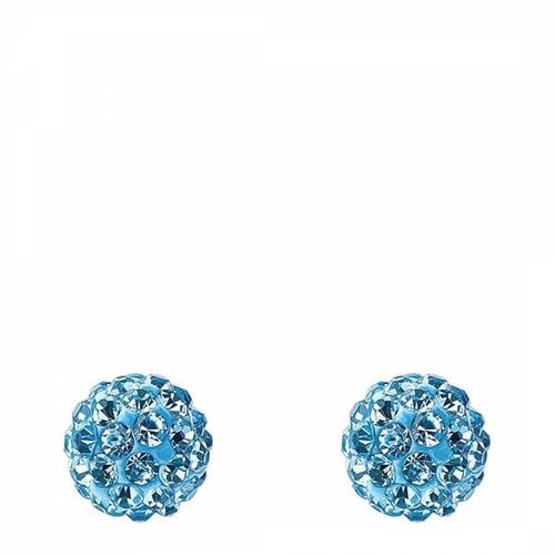 Silver Multi Blue Crystal Post Earrings - Liv Oliver - Modalova