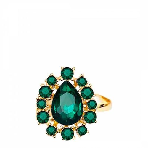 K Multi Green Crystal Oval Ring - Liv Oliver - Modalova