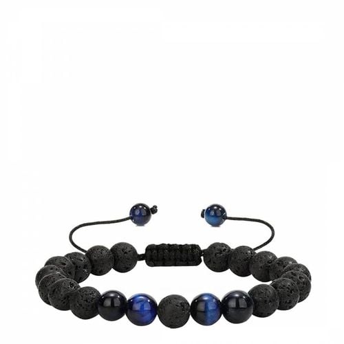 Black Lava & Blue Bead Adjustable Bracelet - Stephen Oliver - Modalova