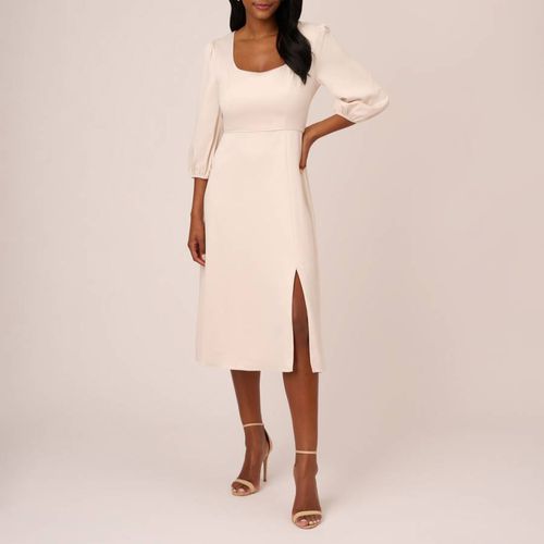 Cream Satin Crepe Cutout Back Dress - Adrianna Papell - Modalova