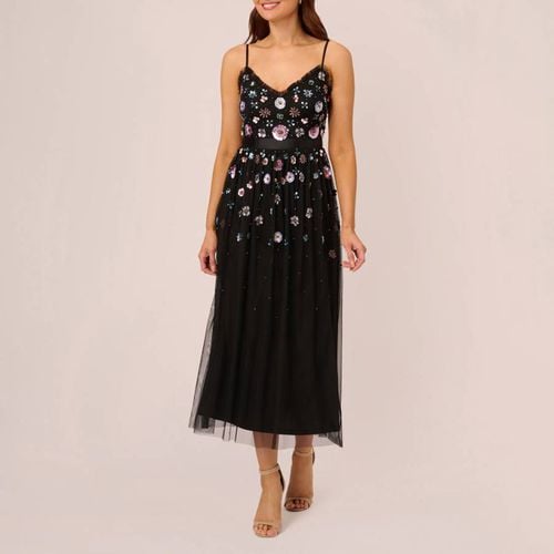 Black Multi Floral Beaded Dress - Adrianna Papell - Modalova