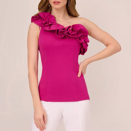 Pink Ruffle Crepe Top - Adrianna Papell - Modalova