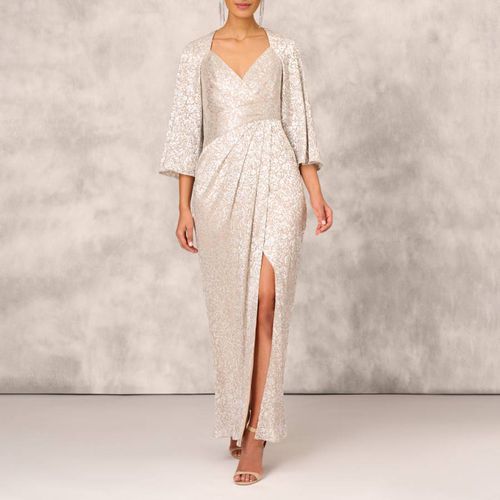 Silver/Gold V-Neck Dress - Adrianna Papell - Modalova