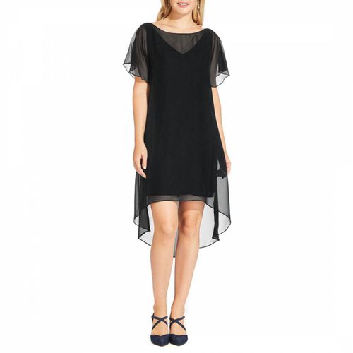 Black Chiffon Overlay Draped Dress - Adrianna Papell - Modalova