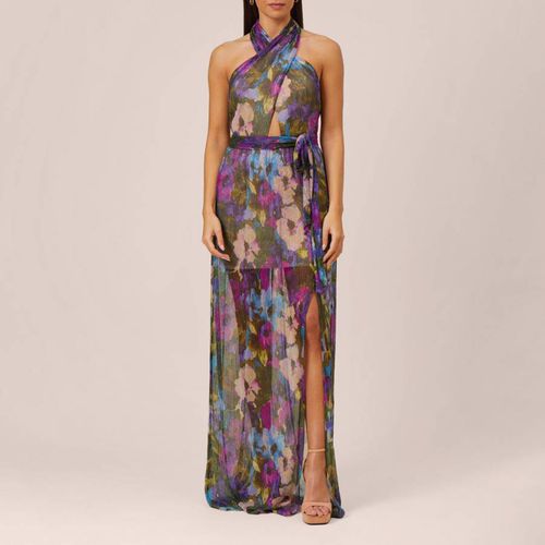 Multi Crinkle Mesh Halter Dress - Adrianna Papell - Modalova