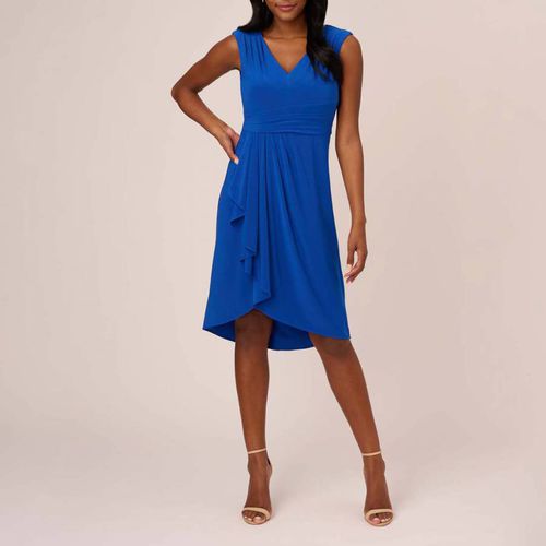 Blue Draped Jersey Asymmetric Dress - Adrianna Papell - Modalova