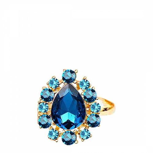 K Multi Blue Crystal Oval Ring - Liv Oliver - Modalova