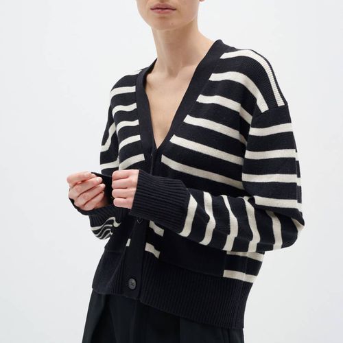 Black/White Rafee Stripe Cotton Blend Cardigan - Inwear - Modalova