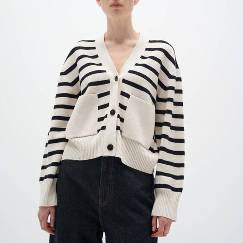 White/Black Rafee Stripe Cotton Blend Cardigan - Inwear - Modalova