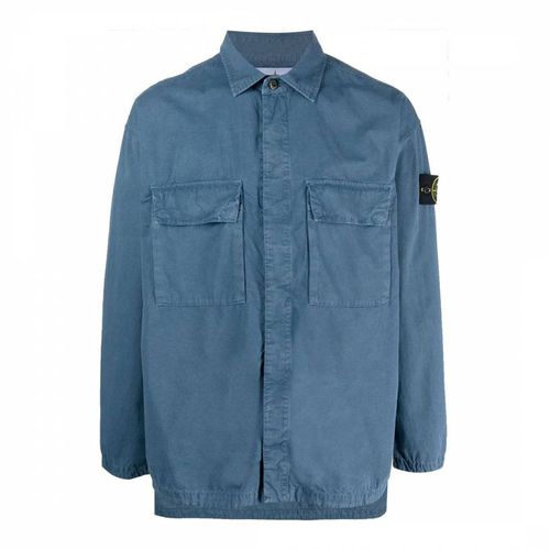 Blue Garment Dyed Zipped Overshirt - Stone Island - Modalova