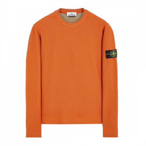 Rust Ribbed Crew Neck Sweatshirt - Stone Island - Modalova