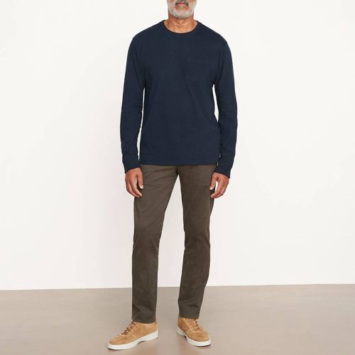 Navy Sueded Jersey Cotton Top - Vince - Modalova