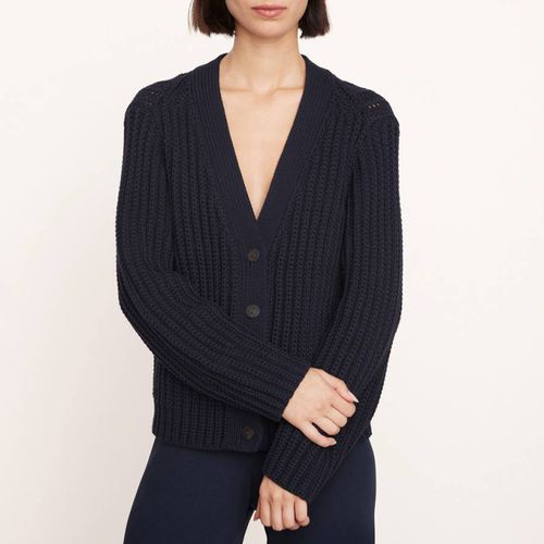 Black Wave Ribbed Cotton Cardigan - Vince - Modalova