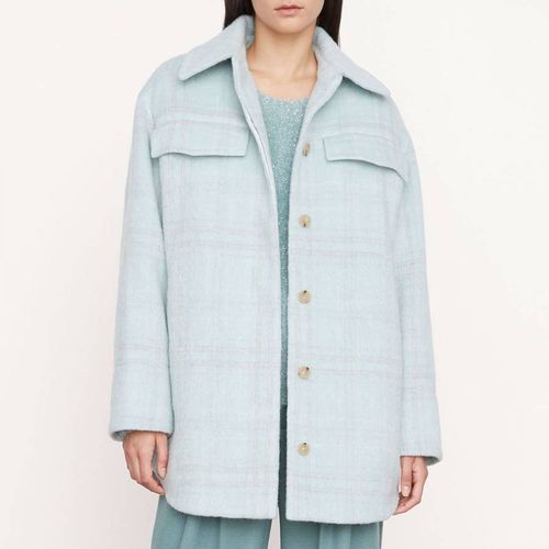 Blue Plaid Wool Blend Shirt Jacket - Vince - Modalova