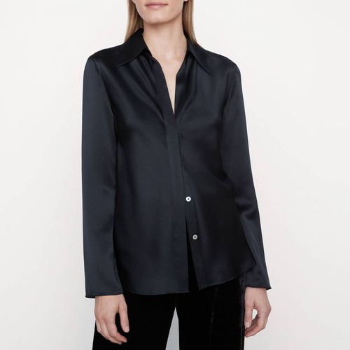Black Bias Button Silk Shirt - Vince - Modalova