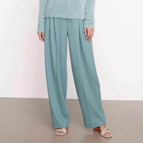 Blue Wool Blend Pleated Trousers - Vince - Modalova