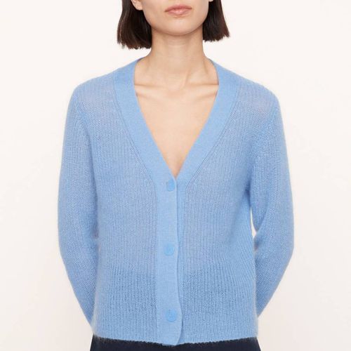 Blue Ribbed Button Cardigan - Vince - Modalova