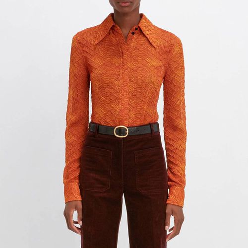 Orange Fitted Printed Blouse - Victoria Beckham - Modalova