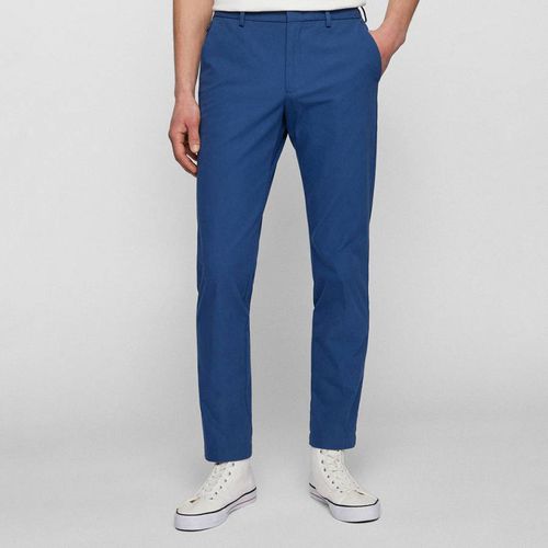 Blue Kaito Cotton Blend Trousers - BOSS - Modalova