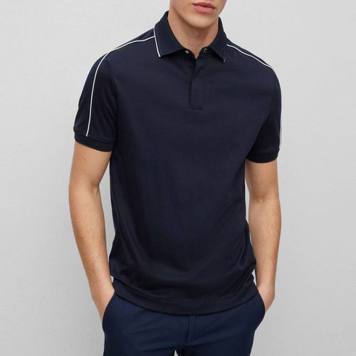 Dark Blue Penrose Cotton Polo Shirt - BOSS - Modalova