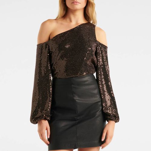 Gold Maddy Metallic Asymmetric Top - Forever New - Modalova