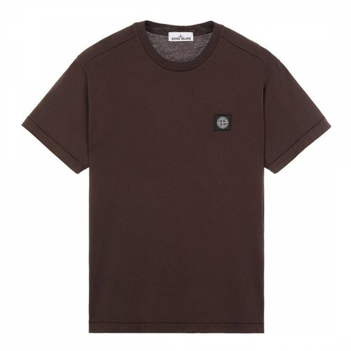 Brown Square Logo Cotton T-Shirt - Stone Island - Modalova