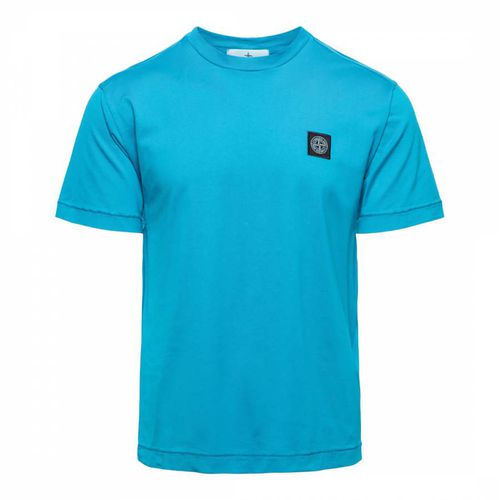 Blue Square Logo Cotton T-Shirt - Stone Island - Modalova
