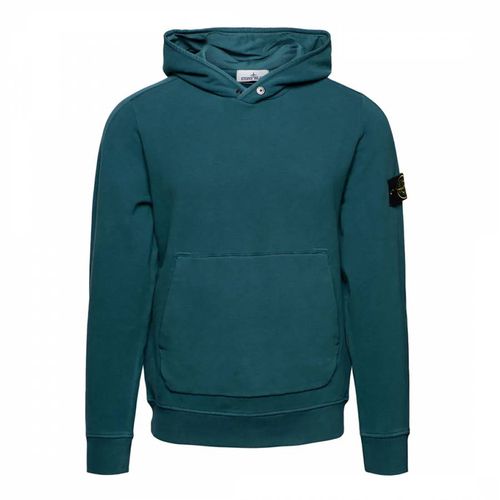 Teal Garment Dyed Cotton Blend Hoodie - Stone Island - Modalova