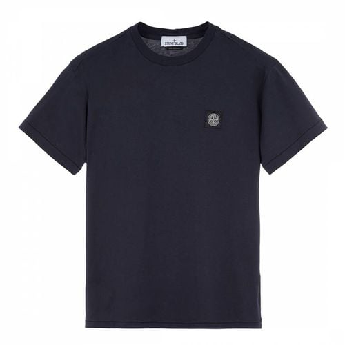 Navy Square Logo Cotton T-Shirt - Stone Island - Modalova