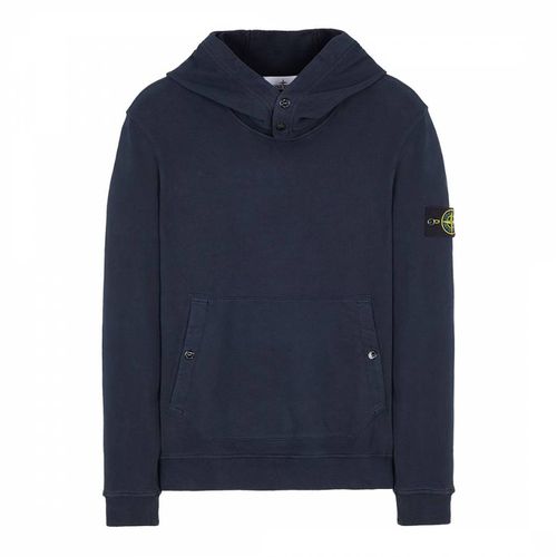 Navy Button Fleece Hoodie - Stone Island - Modalova