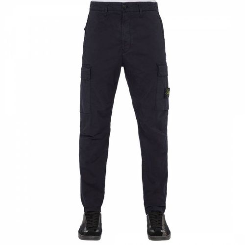 Navy Cotton Blend Cargo Trousers - Stone Island - Modalova