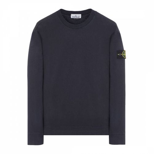 Navy Brushed Cotton Fleece Sweatshirt - Stone Island - Modalova