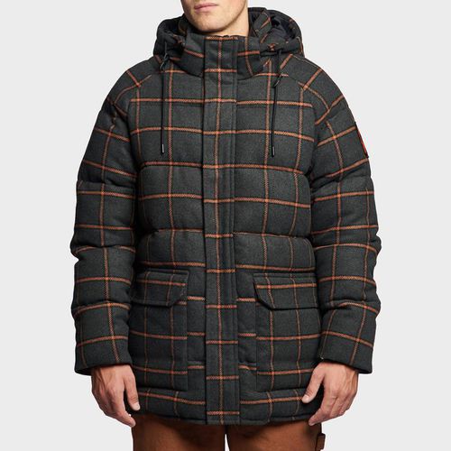 Charcoal Check Wool Blend Longline Puffer - Penfield - Modalova