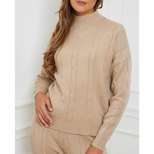 Camel Cable Cashmere Blend Jumper - SOFT CASHMERE - Modalova